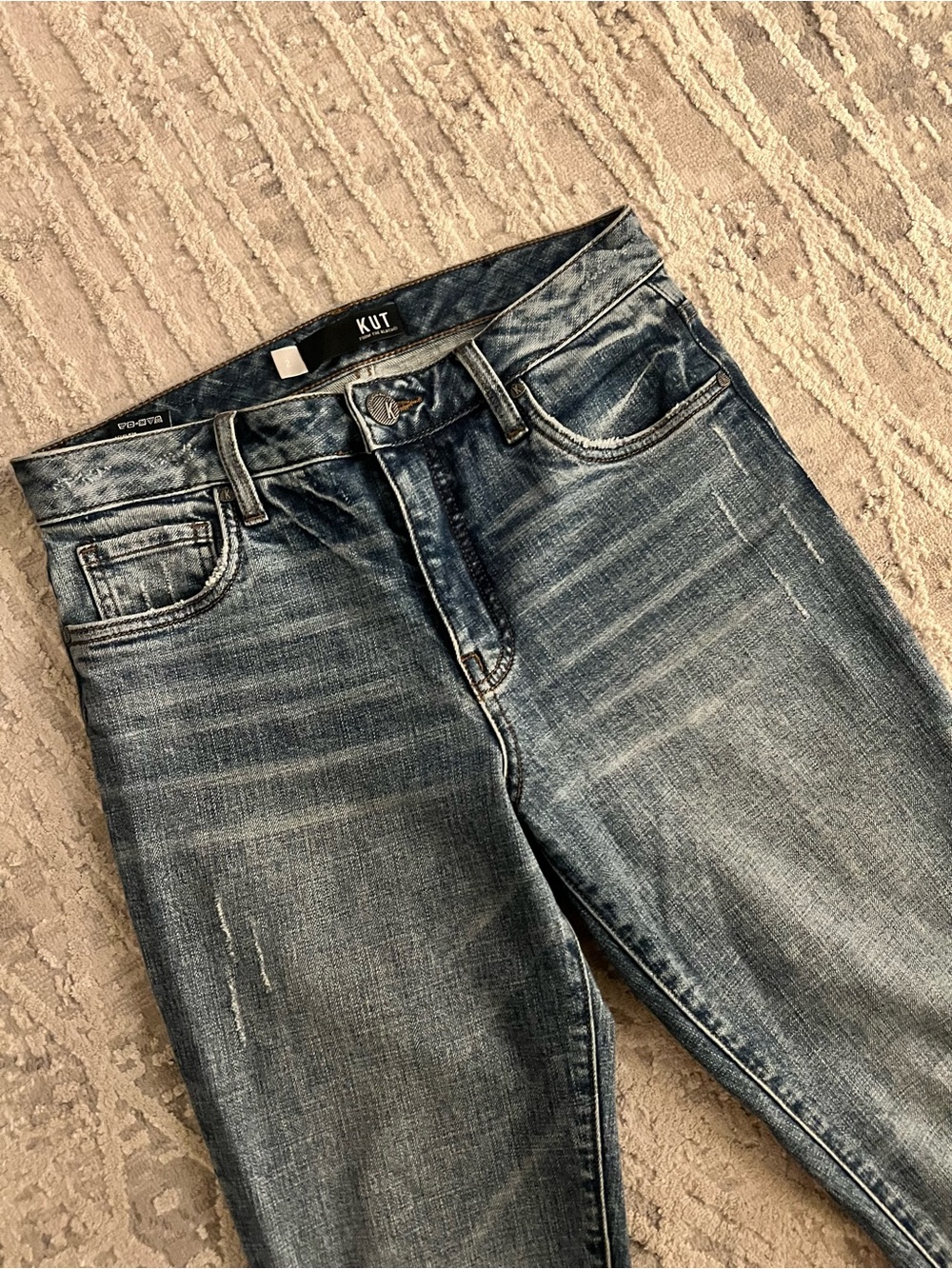 KUT from the Kloth Medium Wash Distressed Jeans - FabAb Boyfriend fit